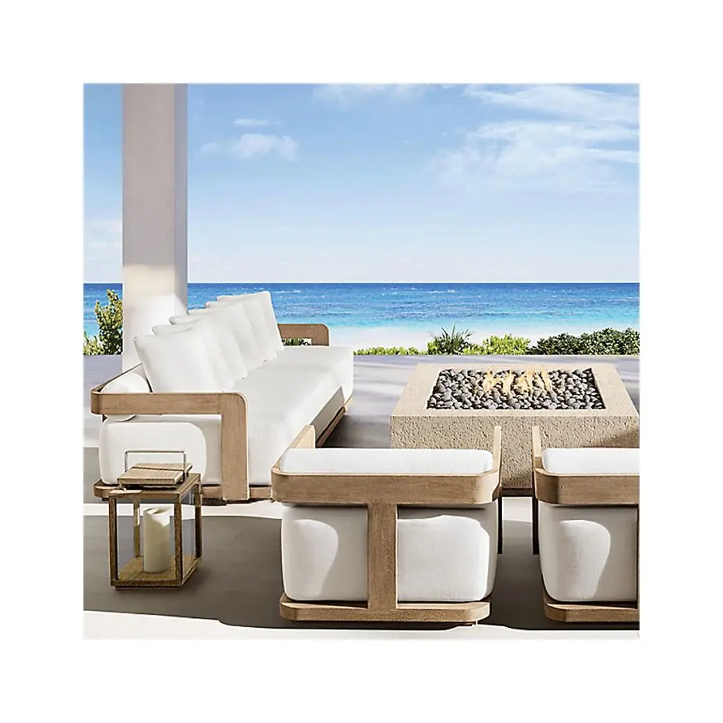 Sun Poolside Daybed Outdoor Furniture Garden Sofas Sets Patio Teak Wooden High End Modern Sofa Set Heavy Duty Outdoor Furniture