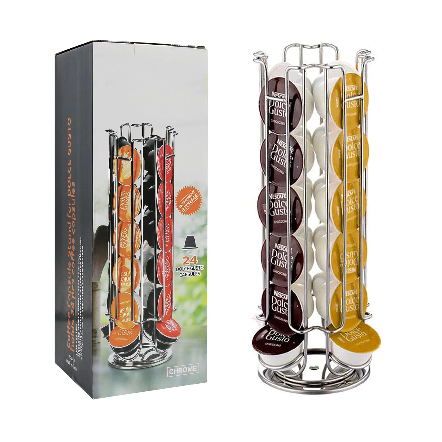 
Amazon Hot Rotatable 24 Dolce Gusto Coffee Pod Capsule Storage Holder Rack Carousel 
