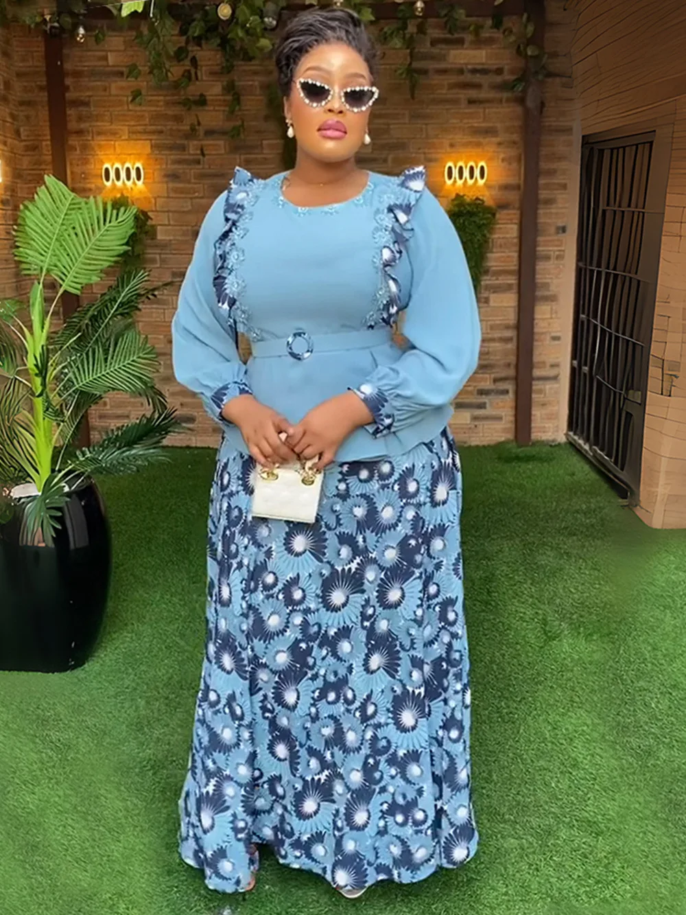 Plus Size African Party Long Dresses For Women New Dashiki Ankara Sequin Evening Gowns Outfits Robe Africa Clothing