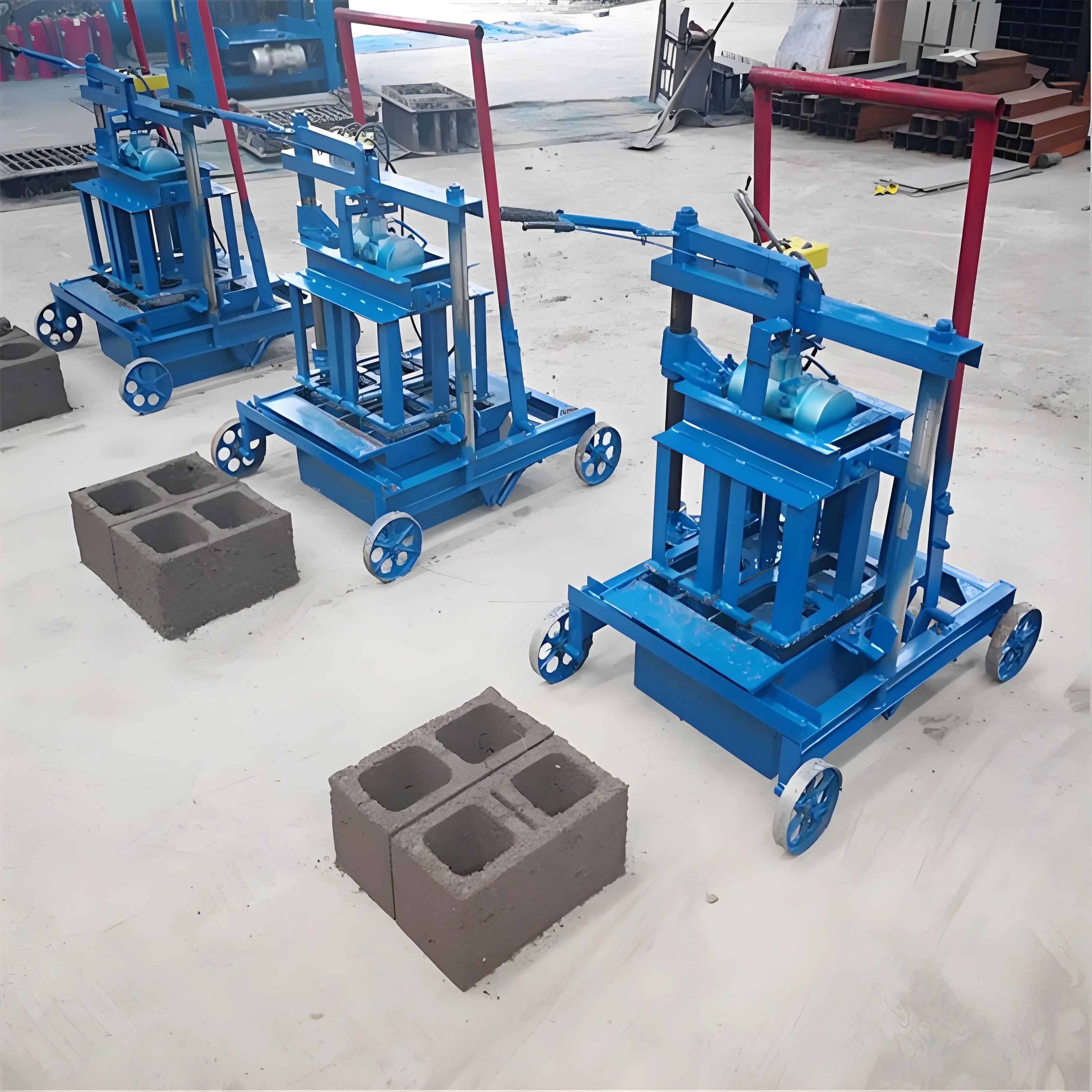 Block molding machines for the production of building blocks