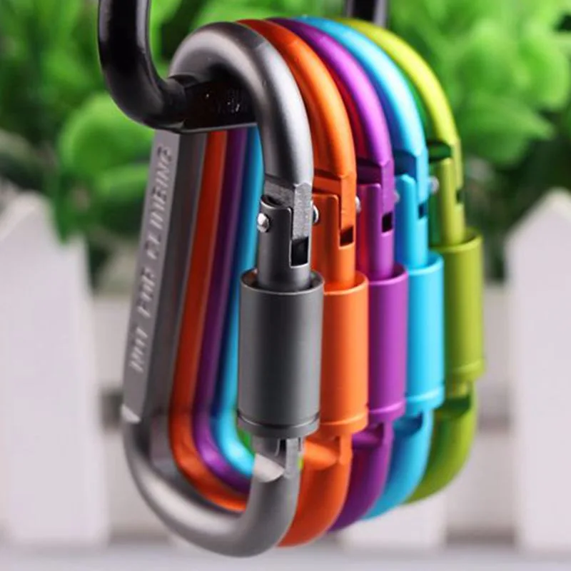 Spot Wholesale Long Nut Quick Latch Mountaineering Buckle 8# D Shape Aluminum Carabiner Hook