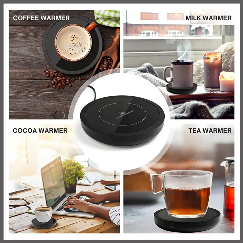 New 3 Temperature Setting Auto Shut Off Electric Beverage Cup Warmer Heating Coaster Plate Milk Tea Smart Coffee Mug Warmer