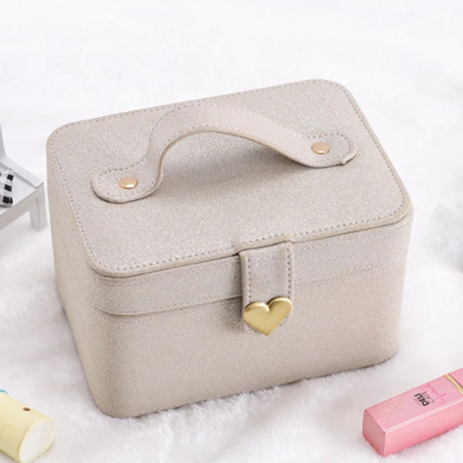 Оптовая продажа, сделанная на заказ коробка для хранения ювелирных изделий из искусственной кожи ручной работы, органайзер с зеркалом в наличии