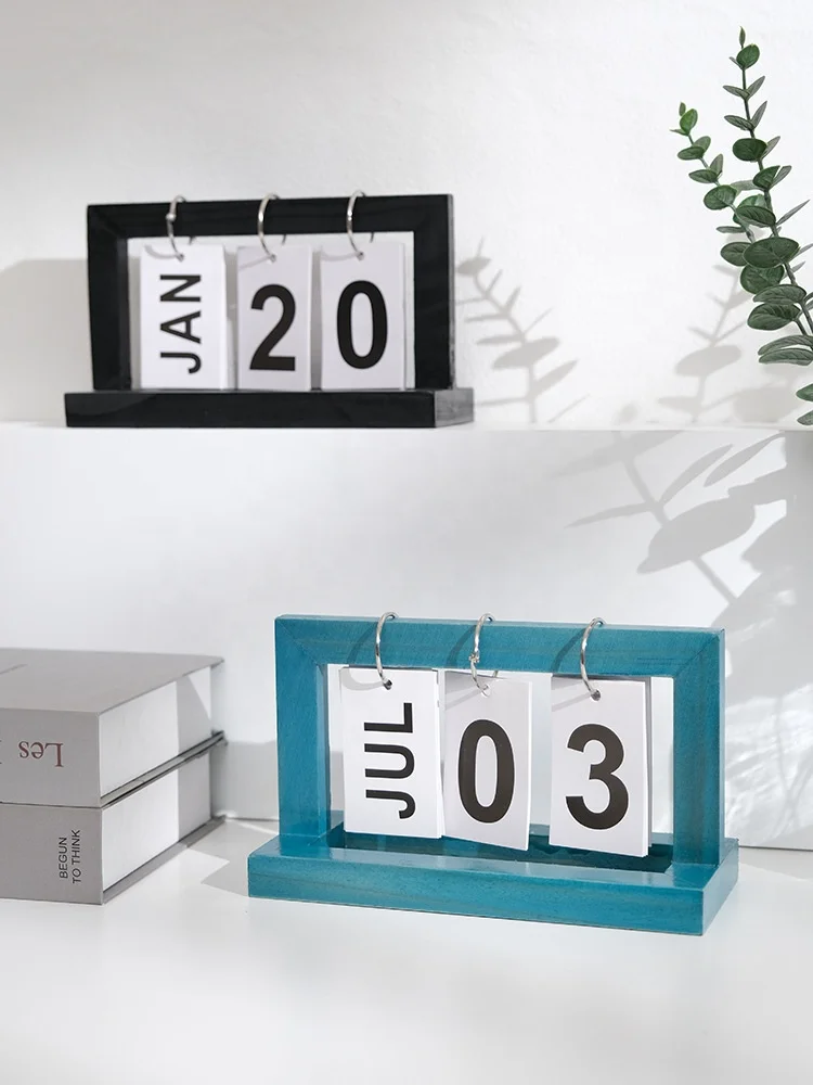 Simple Design Creative Wooden Desk Calendar Desk Office Decor Small Decorative Items Calendar Vintage Style Home Office Study