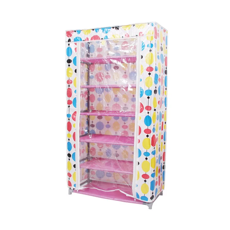 Non Woven Fabric 4 Tiers Cover Steel Lockable Shoe Cabinet Hanging Shoe Rack