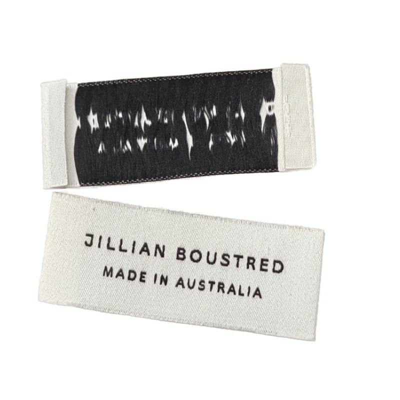 Sustainable End Fold Woven Label Custom High Quality Cotton Woven Fabric Print Brand Collar Neck Label Square