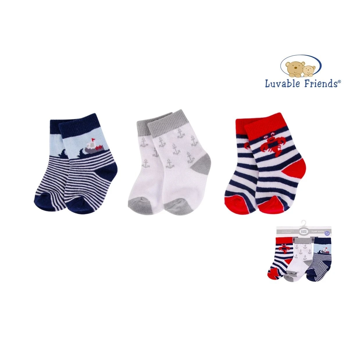 Luvable Friends комплект носочки 3PK-Детские носки с нескользящей подошвой Хлопок No.00419CH