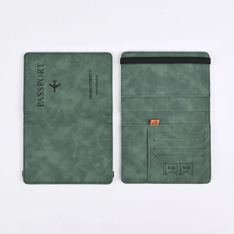 Free Sample High quality Leather Card Wallet Passport Pouch RFID Blocking Passport Holder