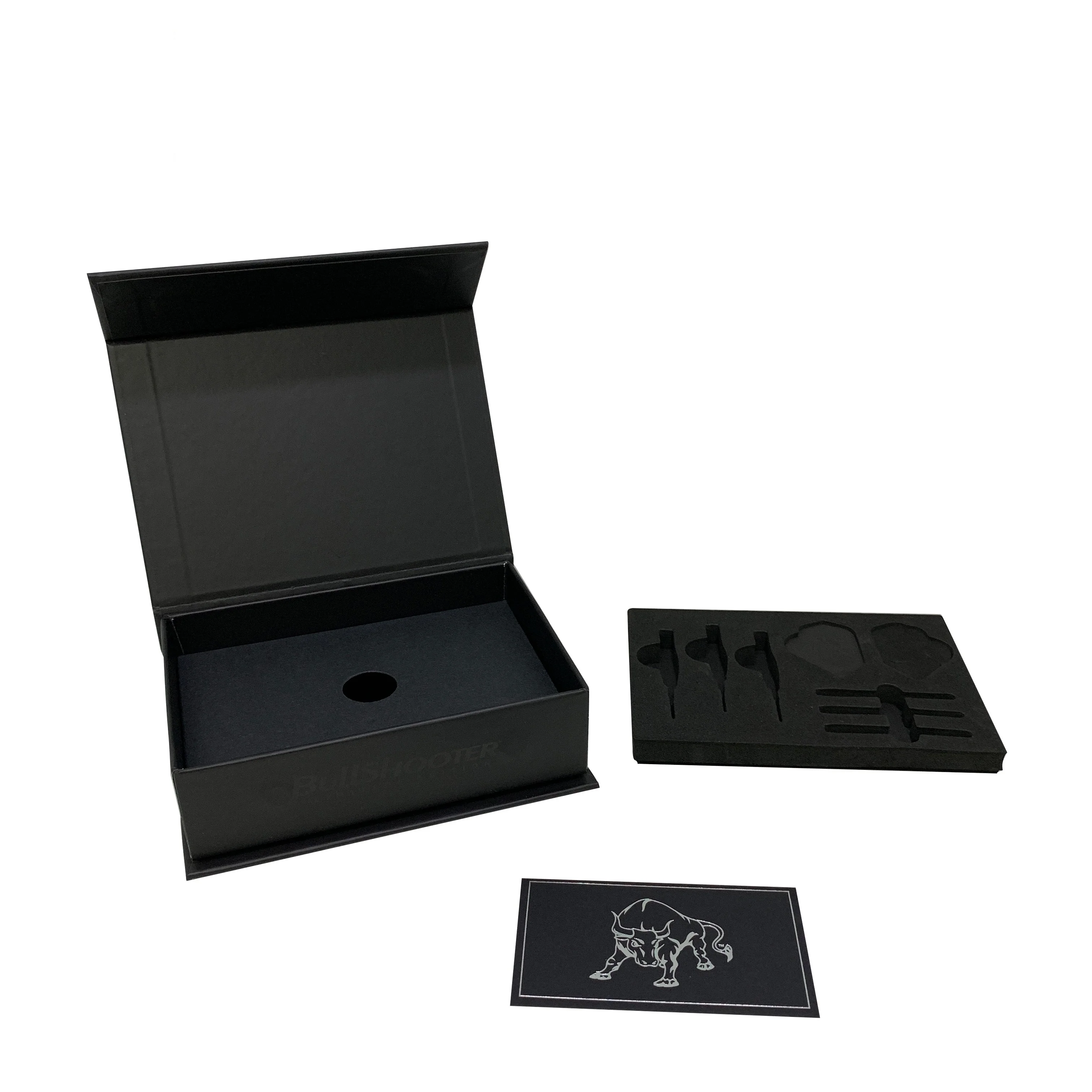 Custom Darts spot uv logo EVA insert matte black magnetic cardboard box