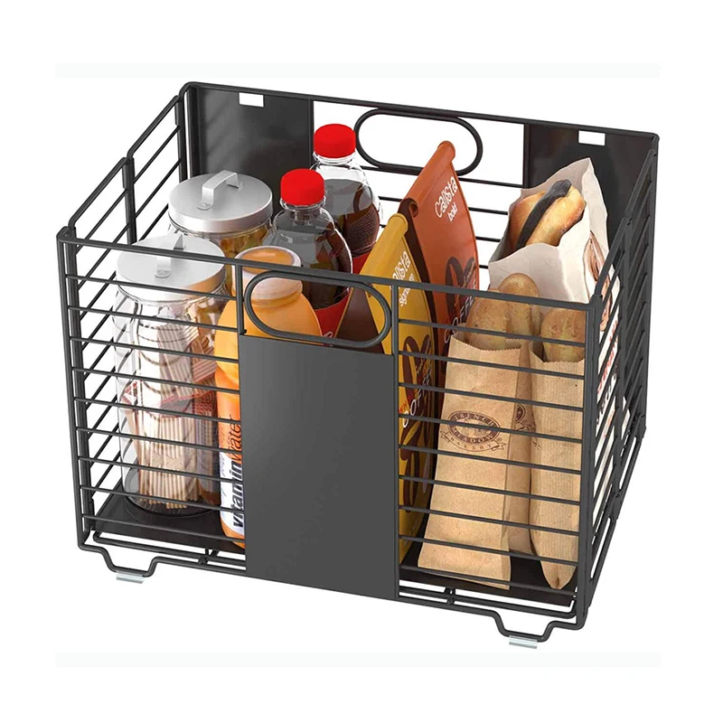 Portable 201 Stainless Steel Foldable Cabinet Mesh Wire Bathroom Organizers Pantry Basket Storage Rack Shelf for Kitchen Laundry
