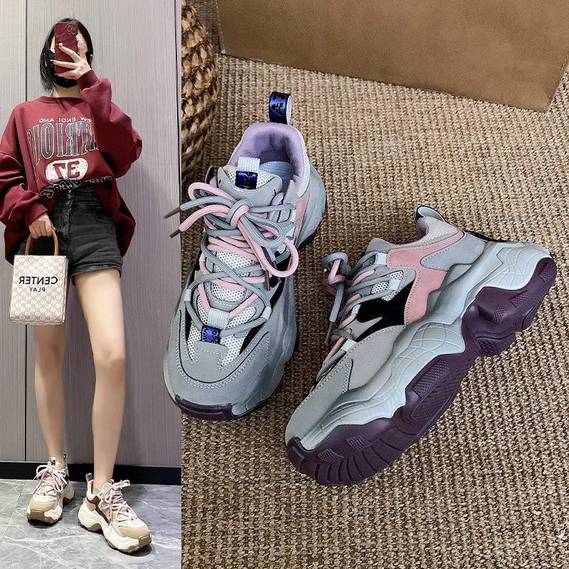 Heighten Increasing Fashion Casual Women Sneakers Custom LOGO Lady Chunky Shoes