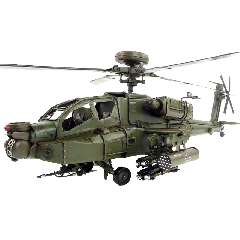 1978 Apache helicopter gunship Antique Art Deco Bar Cafe Tin military aircraft model