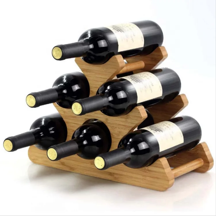 Modern and fashionable European bamboo and wood wine rack wine storage and storage suitable for restaurant kitchen wine cabinet
