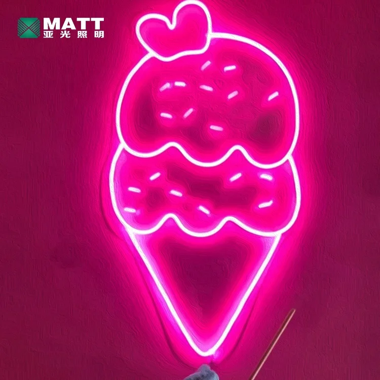 Matt Dropshipping High Quality Ice Cream Neon Sign Food Led Neon Light Sign for Dessert Shop Restaurant Wall Decor