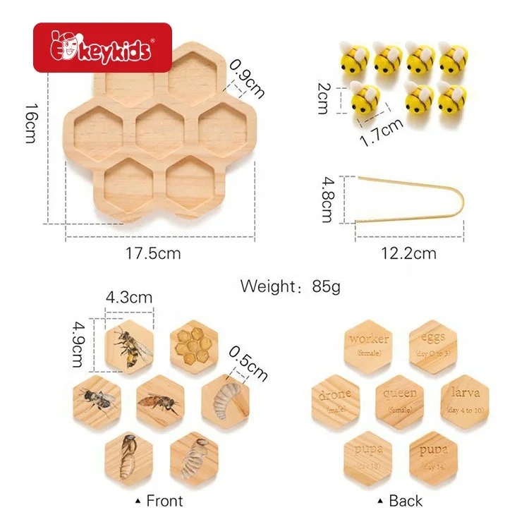 New Arrival Bee Life Cycle Learning Puzzle Wooden Beehive Toy For Kids W12E187
