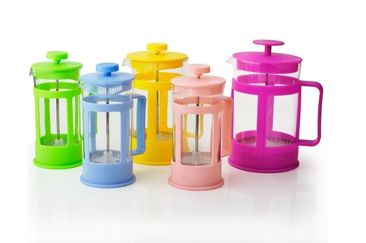 Cheap 300ml Yellow Color Hot Sale Tea Infuser Teapot Glass Travel Palm Restaurant  French Press Coffee Maker