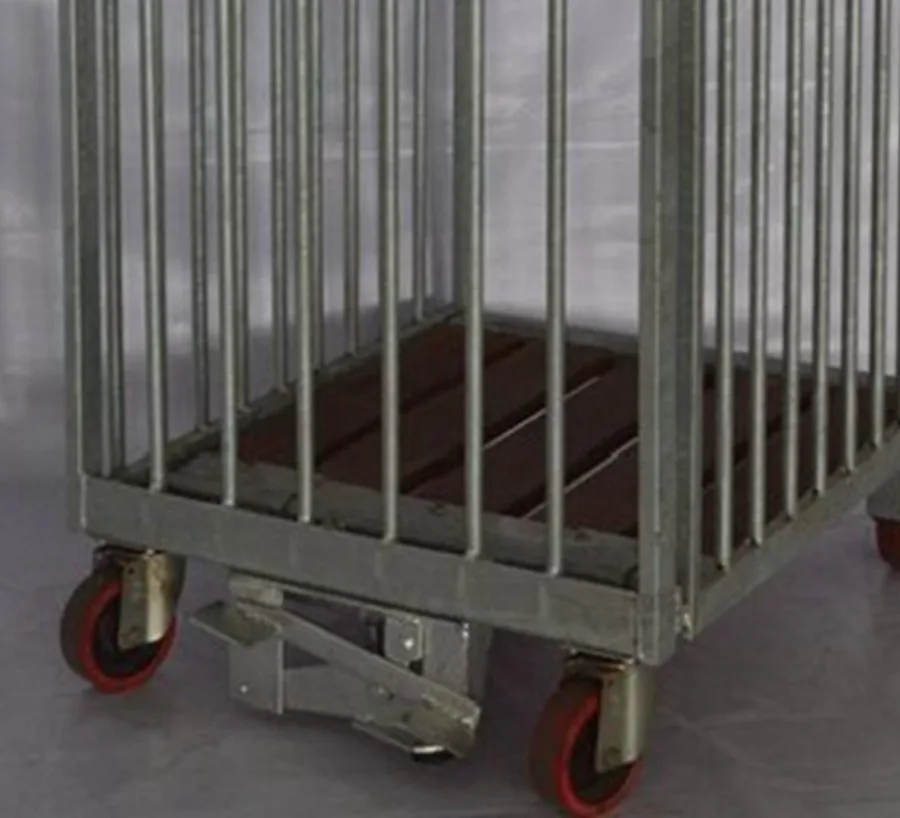 3 Sides Foldable and Nestable Steel Transport Metal Rolling Trolley Cage