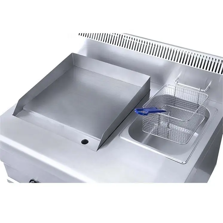 Table Top Stainless Steel Gas Griddle with Deep Fryers Gas Deep Fryer with Griddle Commercial Fryer Combo
