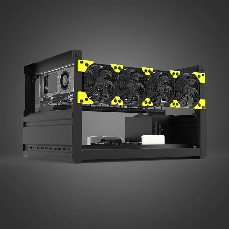 6 GPU T2 Rig алюминиевый Штабелируемый открытый корпус для