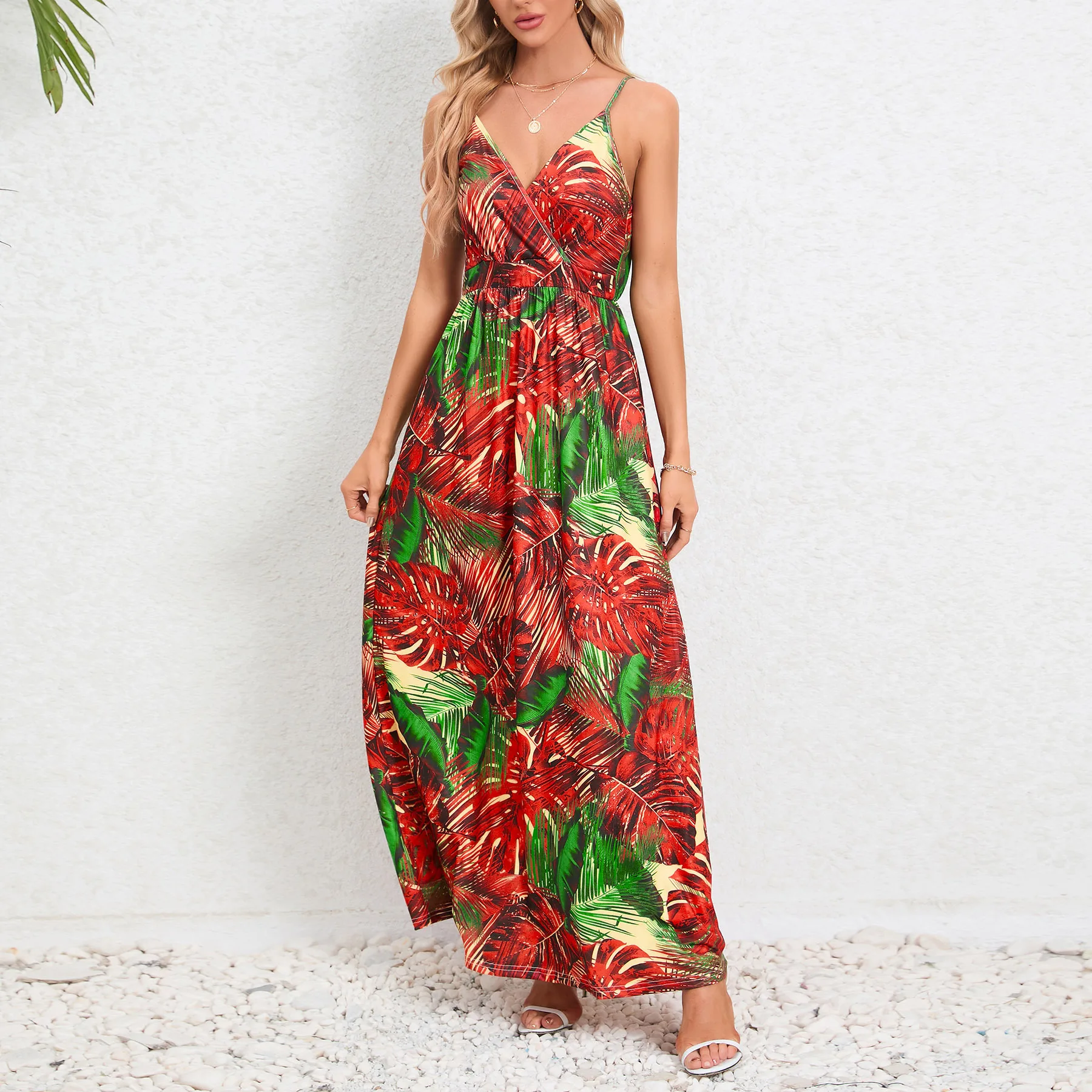 2024 hot sales strapless backless beach dress flower floral print summer womens long dress