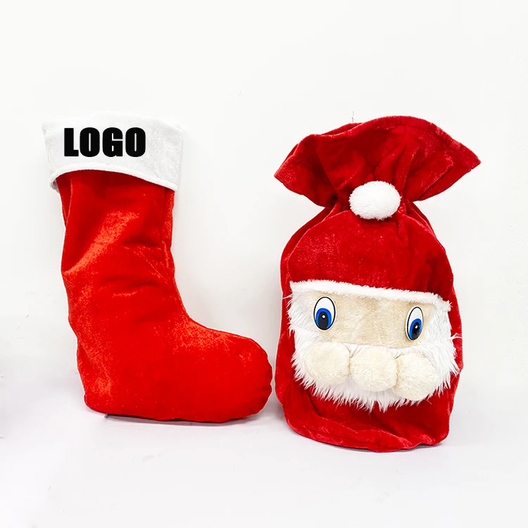 2024 Non Woven Felt Velvet Christmas Hanging Decoration Candy Gift Bag Packing Sock pretty christmas stockings for embroidery