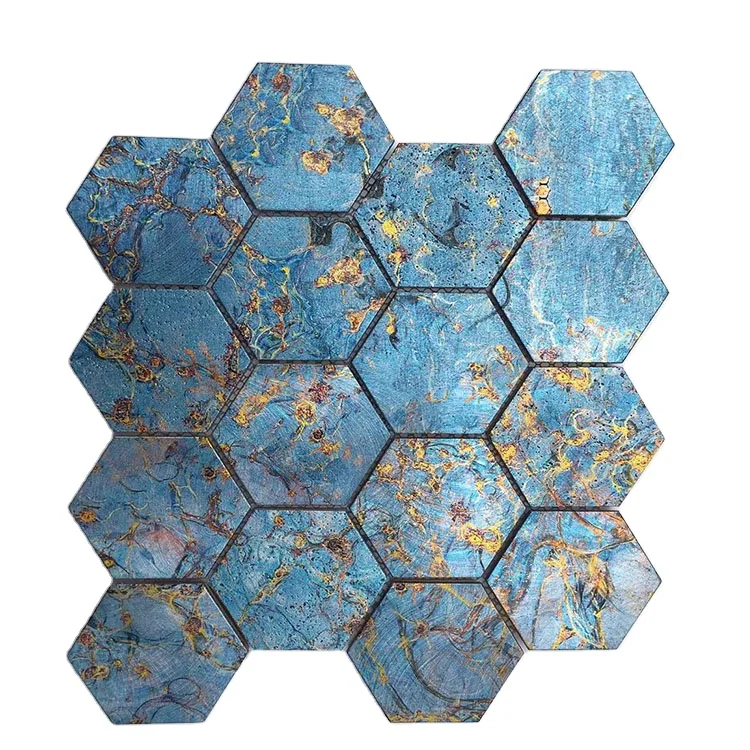 Шестигранная металлическая мозаика из алюминиевого сплава, внутренняя стена, гостиная, крыльцо, ТВ фоновая стена