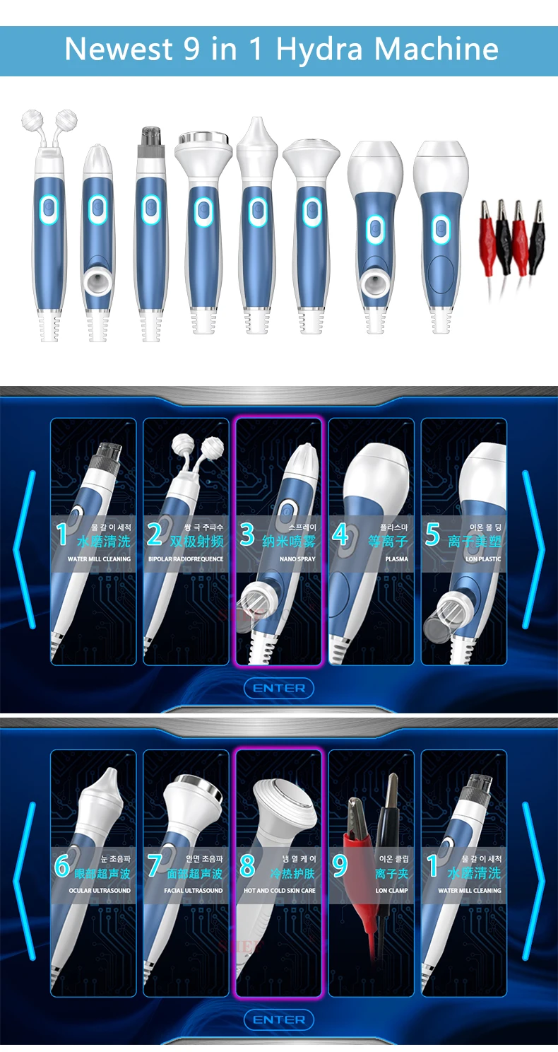 pa Salon Hydro Oxygen Aqua h2o2 Water Facial Peel Solution Beauty Skin System 9 In 1 HydraBeauty Machine