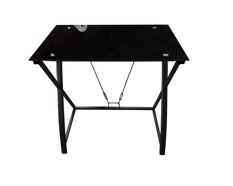 small computer desk tempered glass metal tube corner simple office desk
