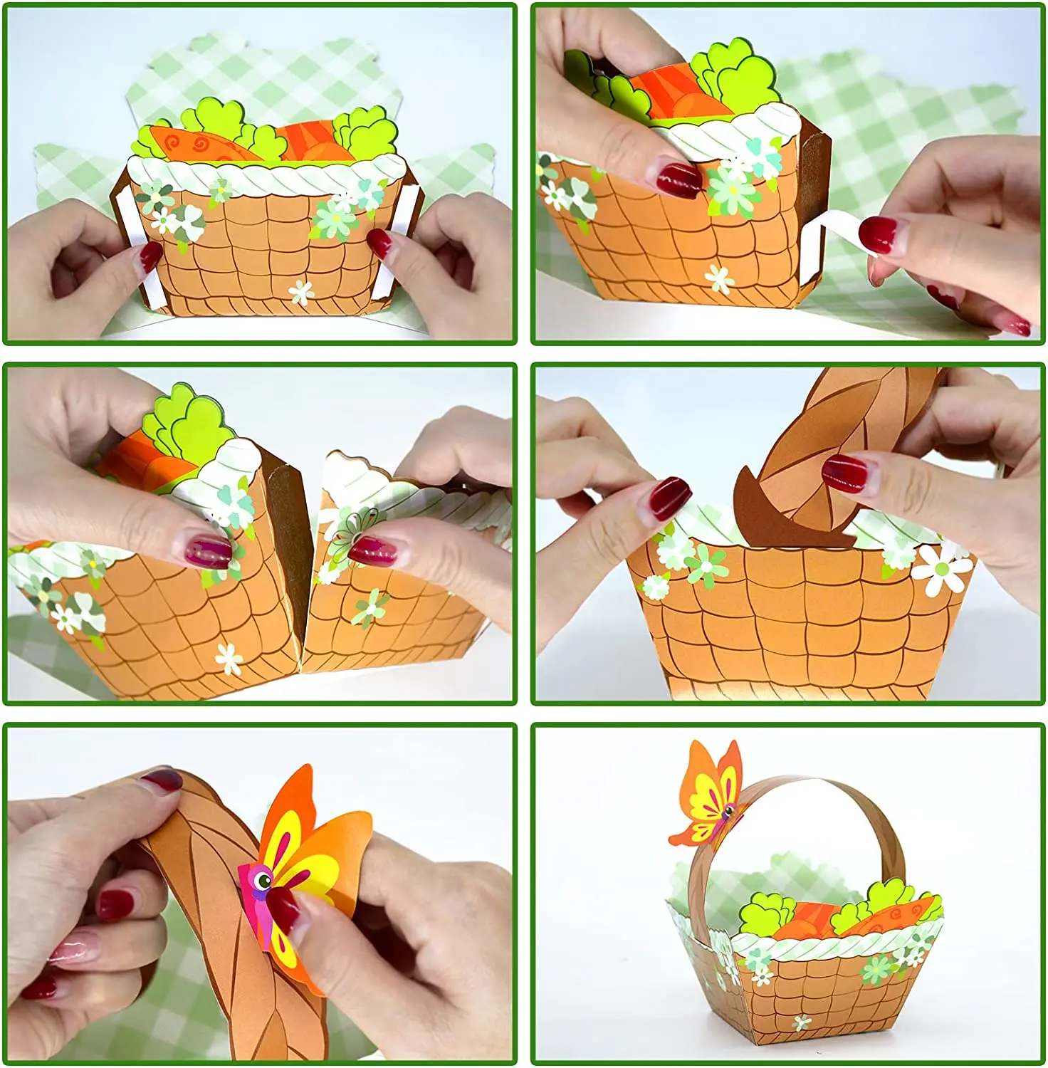 Kids DIY Egg Hunt Bunny Plastic Candy Wrap Gift Box With Handles Cute Bunny Party Decor Mini Paper Easter Basket