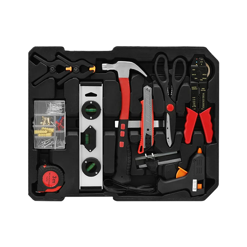 Customizable 187pcs Professional Tool Set Aluminum Case Tool Kits With Rolling Tool Box Socket Set Wrench Spanner