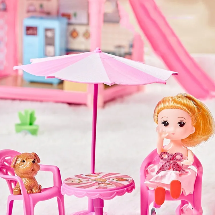 Amazon Hot Sale Princess 4 Layer Villa Pretend Play  Set Imaginative Dollhouse Furniture for Girls