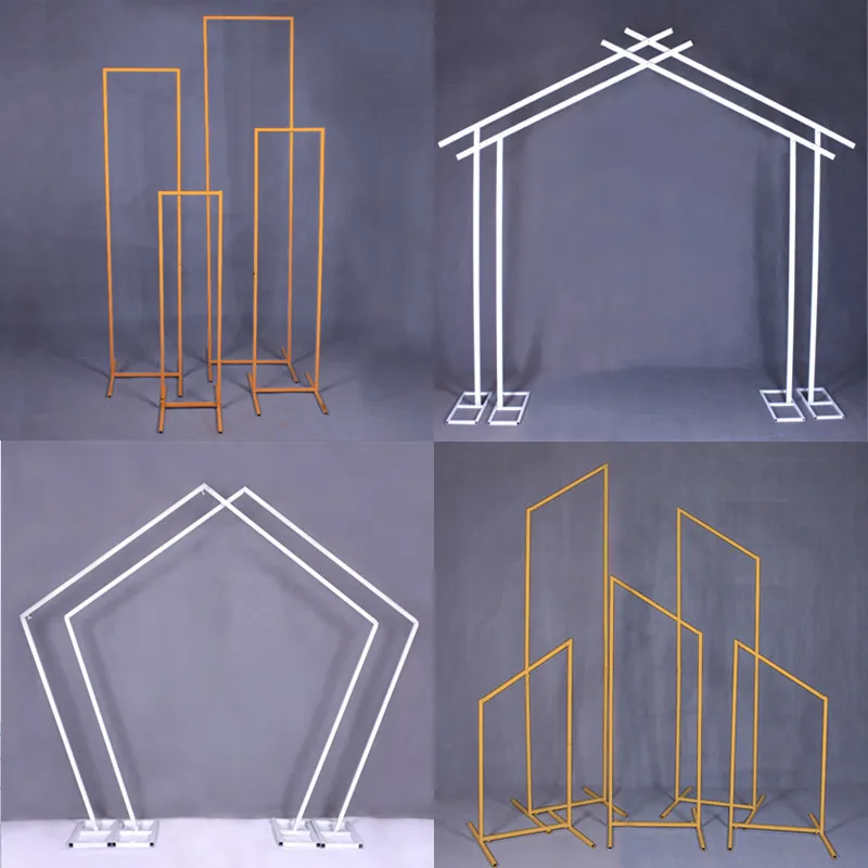 Wedding party stage decoration moon heart shape metal stand backdrop wedding props ornamental arch geometric road guide
