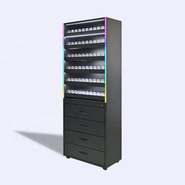 APEX Custom Floor Standing Metal Smoke Display Stand Smoke Shop Display Cabinet with RGB Led