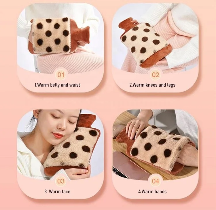 2L faux fur BS quality Factory direct sale hot water bottle for warming hands