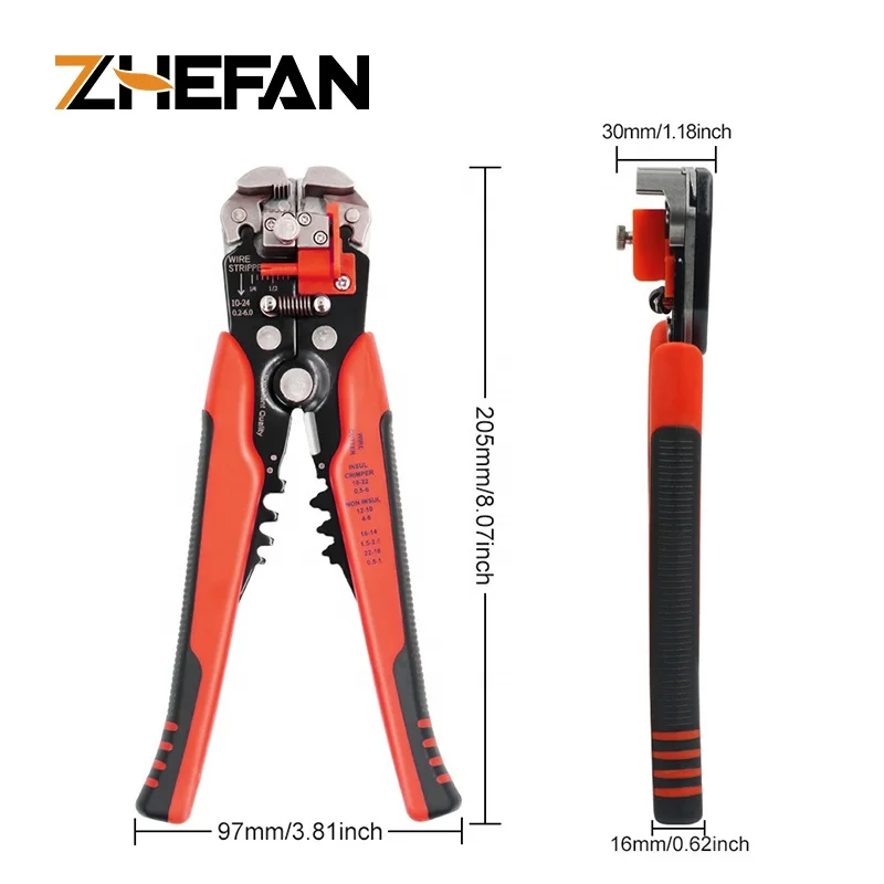 ZHEFAN 8 Inch Wire Stripper Self-adjusting Cable Cutter Crimp Automatic Wire Stripping Princer Cutting Plier Tool For Industry