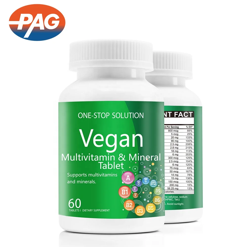Private Label High Quality Immune Booster Vitamin Dietry Supplement Mineral Vegan Multivitamin Tablets For Men Women