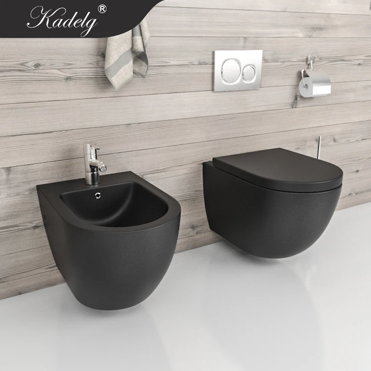 Sanitary Ware Ceramic Wall Mounted Matt Black Best Bidet Toilet Seat