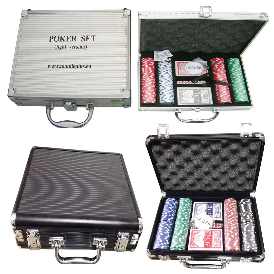 Round Corner 100pcs Poker Chip Set Aluminum Case With 100 Chips And Cards