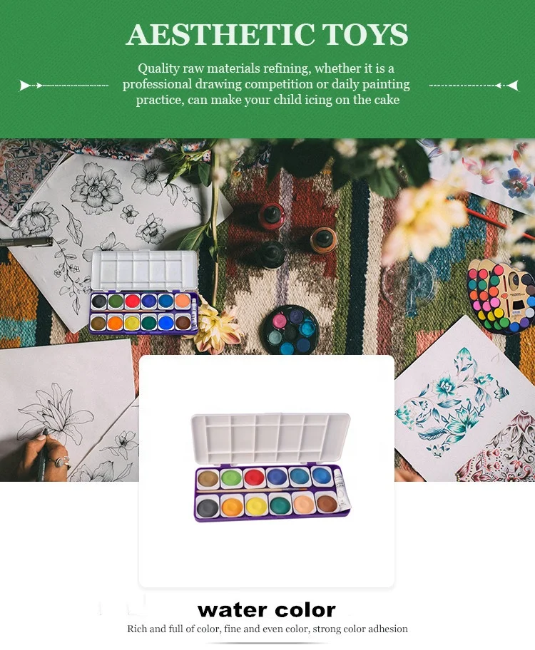12pcs solid watercolor paint with 1pcs watercolor tube