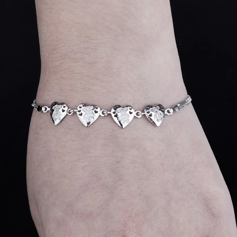 Wholesale Jewellery 100% 925 Sterling Silver Simple Heart Stick Chain Bracelet For Women Fashion Charm Custom Gold Party Gift Je