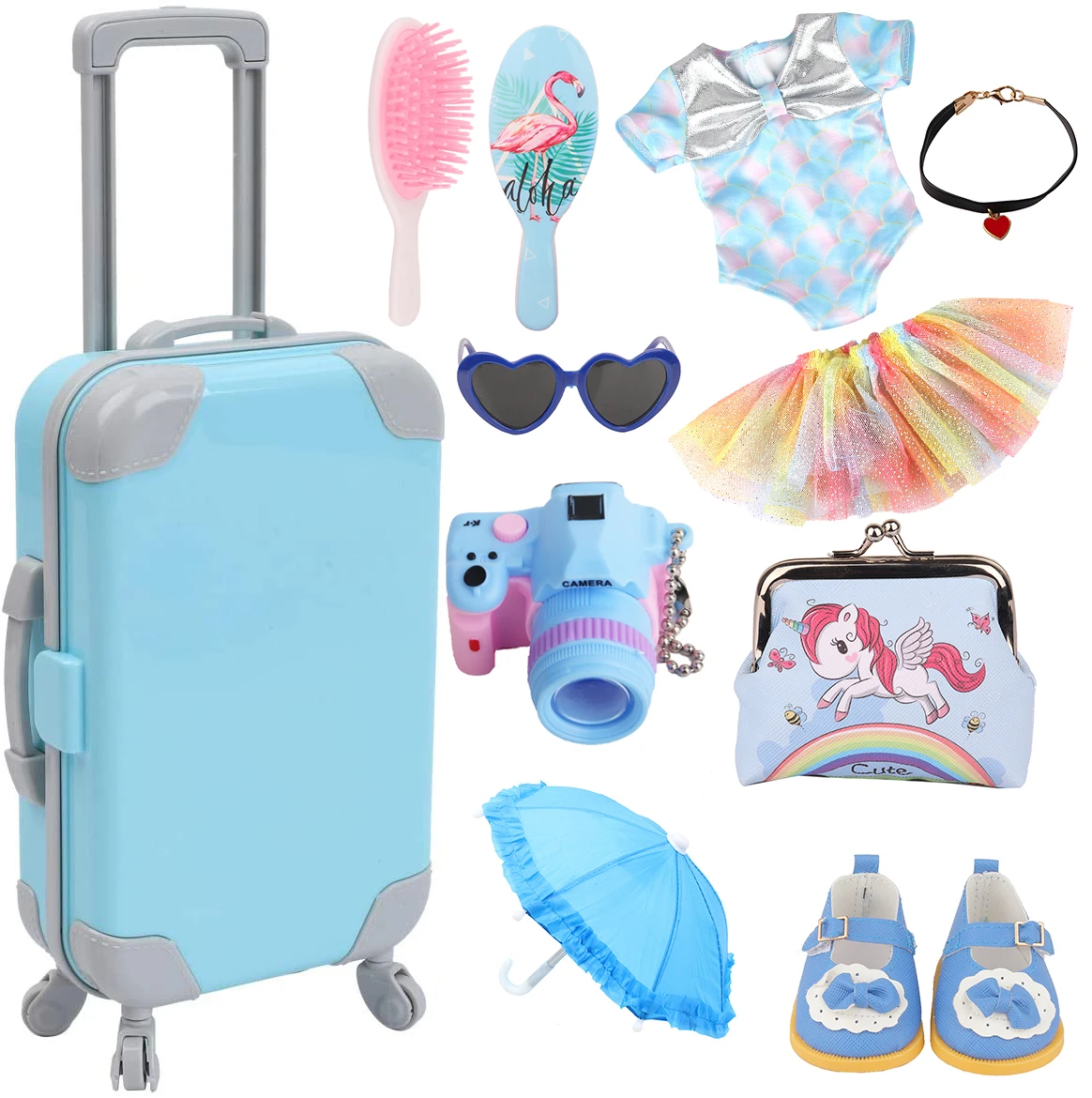 Dolltalk Hot Sell Doll Travel Set For 18 inch American Doll With Dress Toy Set