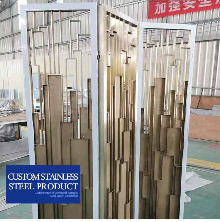 Interior Decoration for Hotel Restaurant Indoor Folding Hall Decorative Metal Room Divider Partition Chinese Foldable