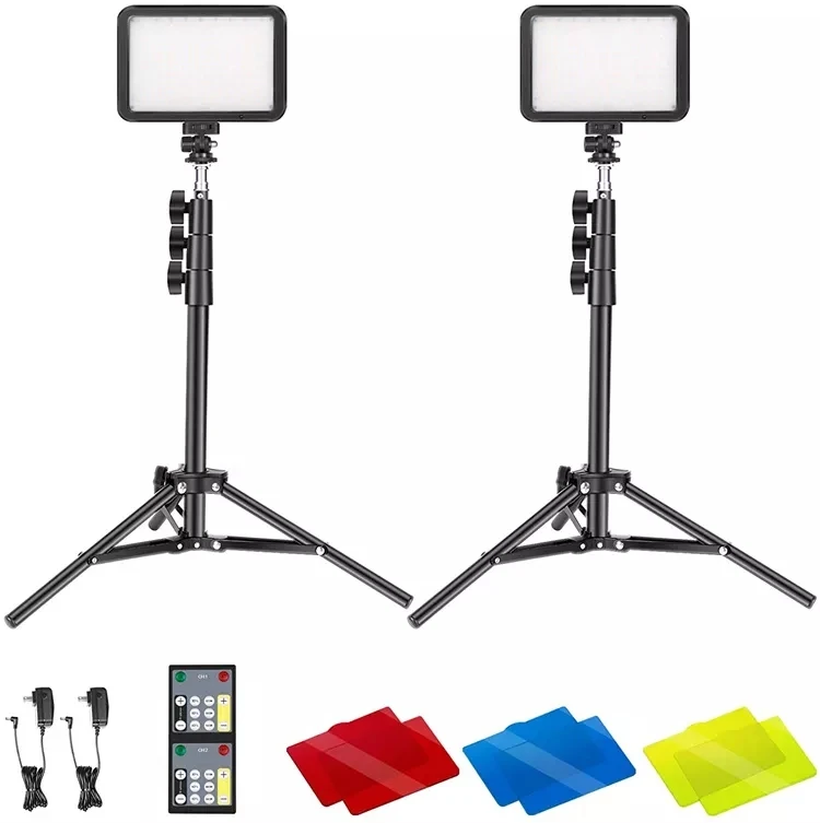 Hot Sale Led Video Lighting Kit Dimmable Led Panel Lights For Video Shooting With 4 Colors Filters Tripod Stand Wholesale