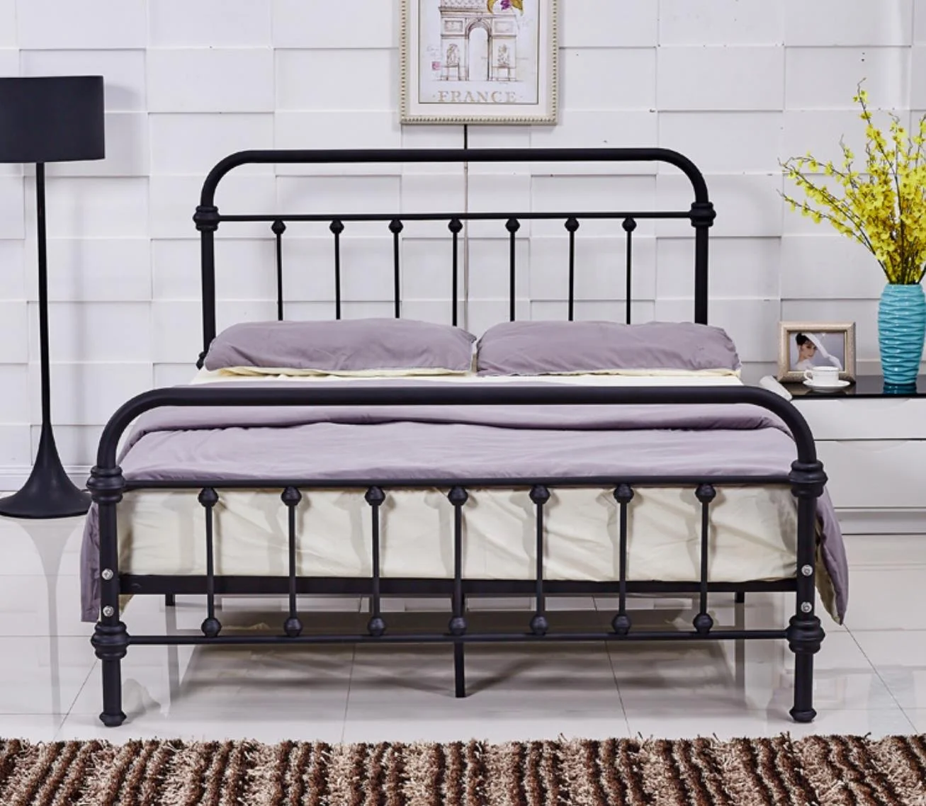 Europe style classical design bedroom  furniture black iron sheet single bed