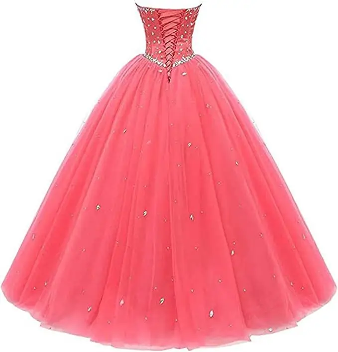 C Clothing Girl Formal Quinceanera Fluffy Princess Strapless Evening Damen Kleid Dresses