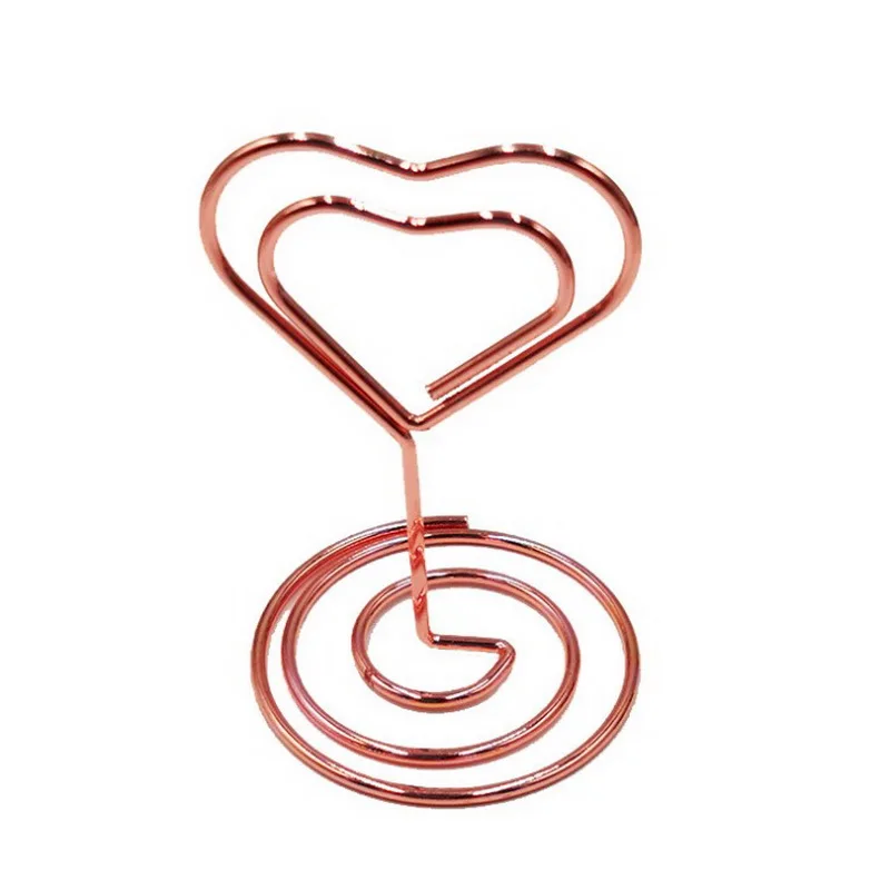 Wholesales Creative Design Gold Heart Place Card Holder Party Decorations Diamond Shape Desktop Photo Name Label Holders