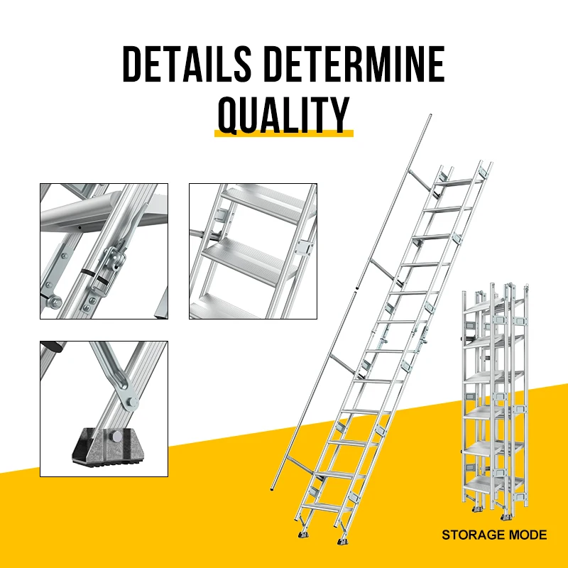 Aluminium Building Construction Outdoor/Indoor Aluminium Safe And Anti Skid Folding Ladder Fold Up Stairs