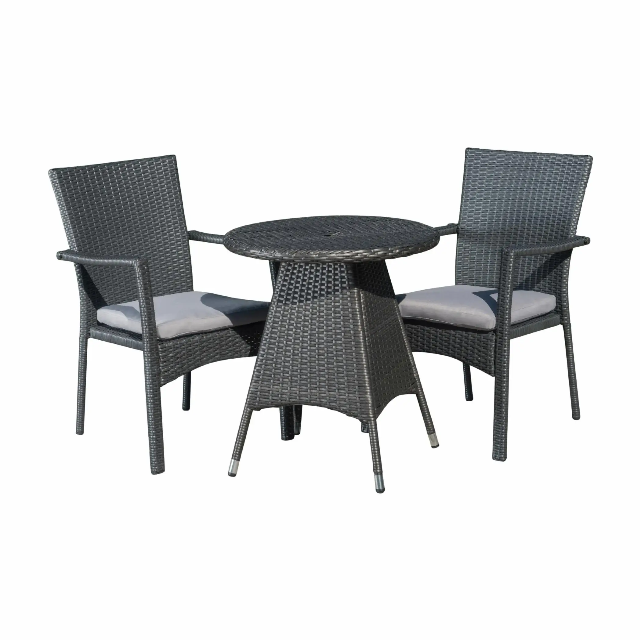Outdoor Rattan Coffee Table Small Table And Chairs Wicker 3 Piece Outdoor Bistro Set With Umbrella Hole