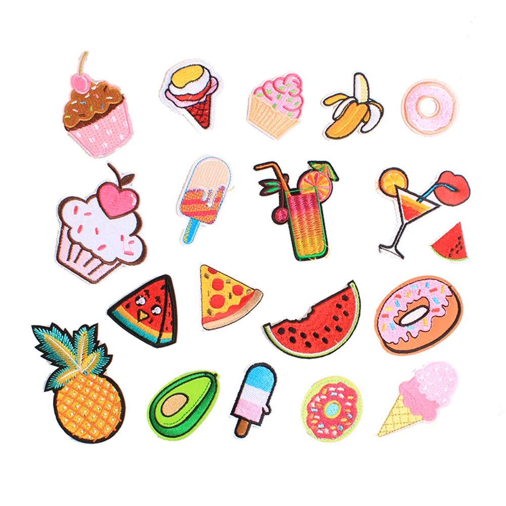 Custom Logo sew on fabric woven embroidered badge design bulk iron on clothing drink food embroidery patch