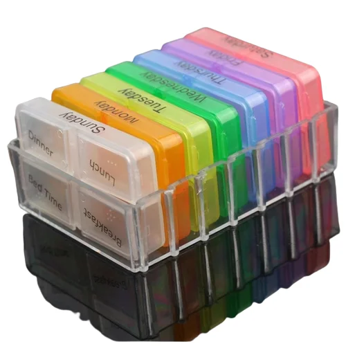 Plastic Medicine Container Holder Box Small Weekly Pill Storage Case Daily Medicine Box For Outdoor Travel